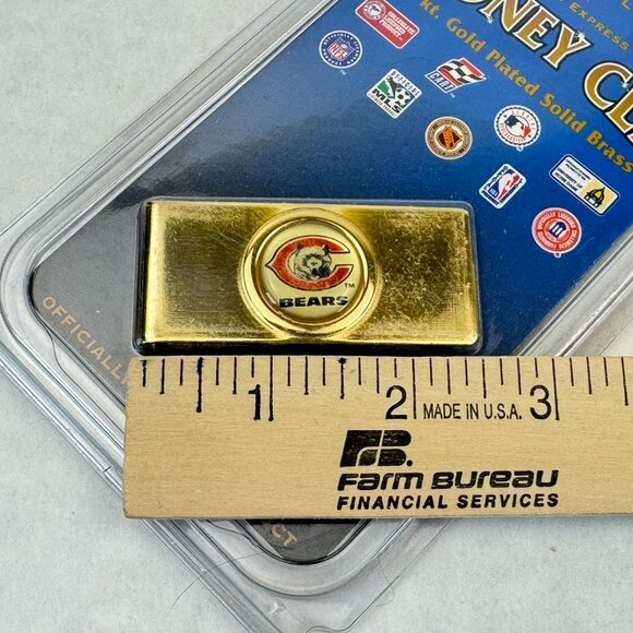 Chicago Bears Money Clip 24Kt Gold Plated Solid Brass NFL by Tag Express NEW - Picture 4 of 5